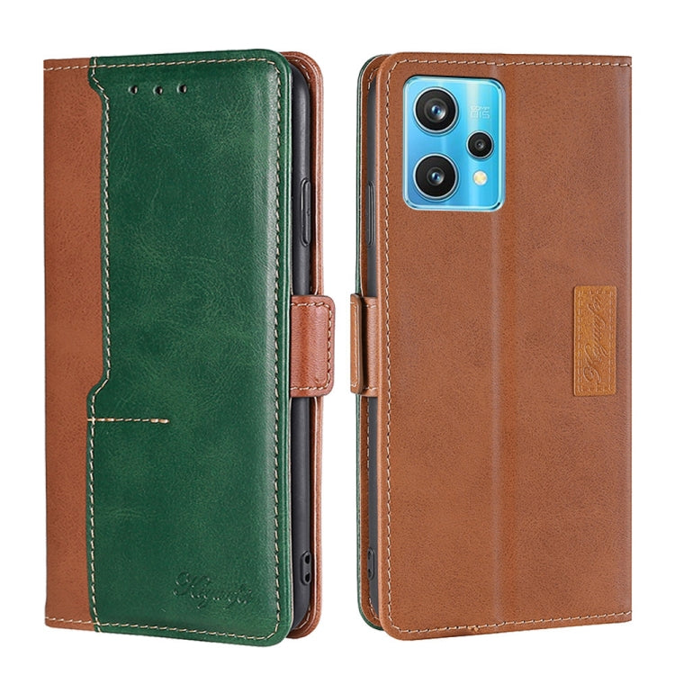 For OPPO Realme 9 Pro+ Contrast Color Side Buckle Leather Phone Case