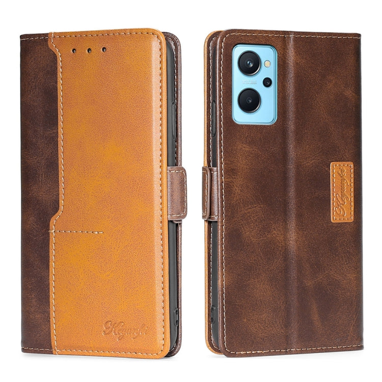 For OPPO Realme 9i/A36 4G/A96 4G/K10 4G/A76 4G Contrast Color Side Buckle Leather Phone Case