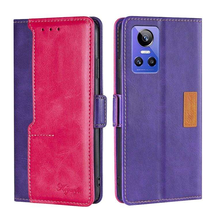For OPPO Realme GT Neo3 Contrast Color Side Buckle Leather Phone Case