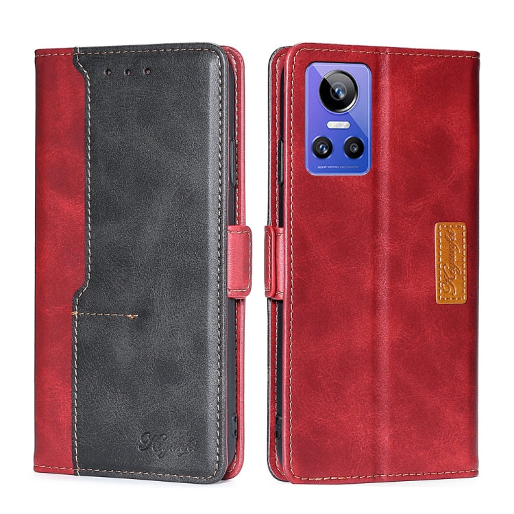 For OPPO Realme GT Neo3 Contrast Color Side Buckle Leather Phone Case