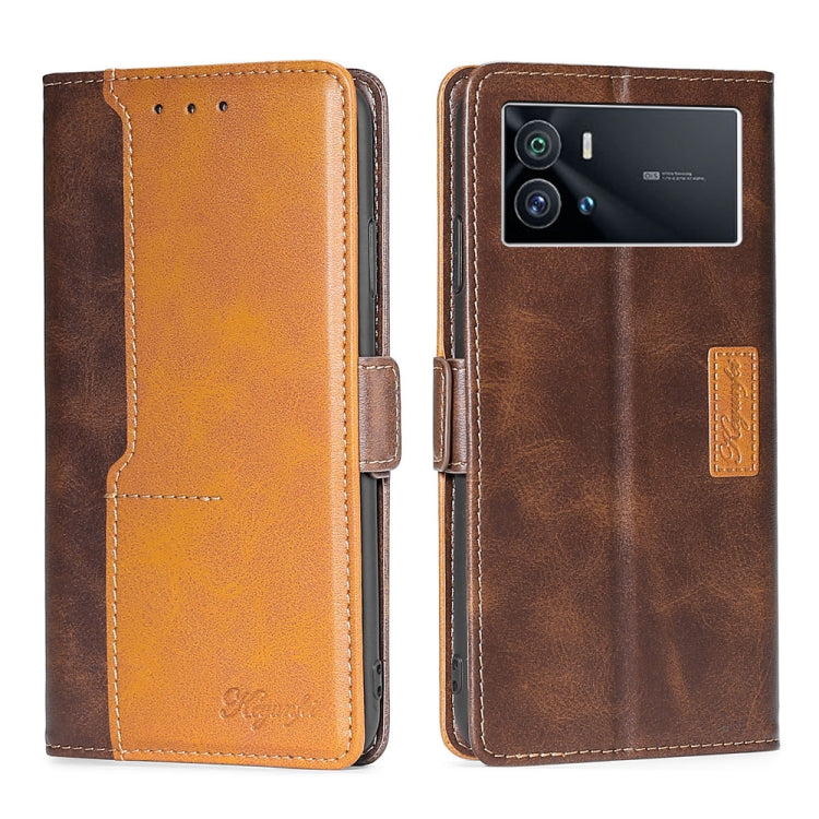 For vivo iQOO 9 5G Contrast Color Side Buckle Leather Phone Case