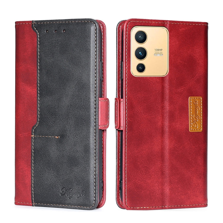 For vivo S12 5G/V23 Contrast Color Side Buckle Leather Phone Case