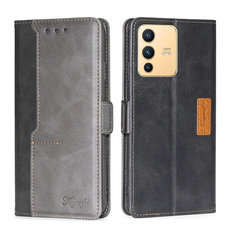 For vivo S12 5G/V23 Contrast Color Side Buckle Leather Phone Case