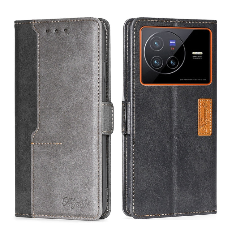 For vivo X80 Contrast Color Side Buckle Leather Phone Case