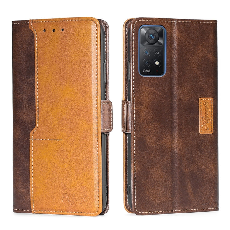 For Xiaomi Redmi Note 11 Pro 4G/Redmi Note 11 Pro 5G Global Contrast Color Side Buckle Leather Phone Case