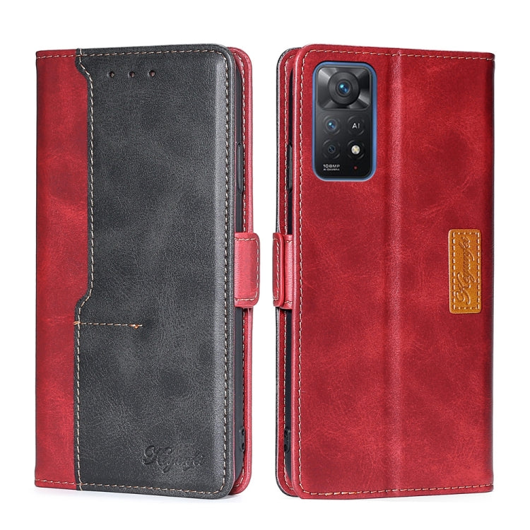 For Xiaomi Redmi Note 11 Pro 4G/Redmi Note 11 Pro 5G Global Contrast Color Side Buckle Leather Phone Case