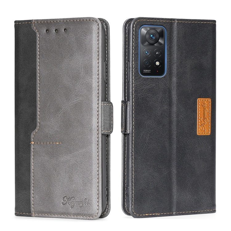 For Xiaomi Redmi Note 11 Pro 4G/Redmi Note 11 Pro 5G Global Contrast Color Side Buckle Leather Phone Case