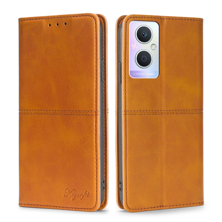 For OPPO A96 5G Cow Texture Magnetic Horizontal Flip Leather Phone Case