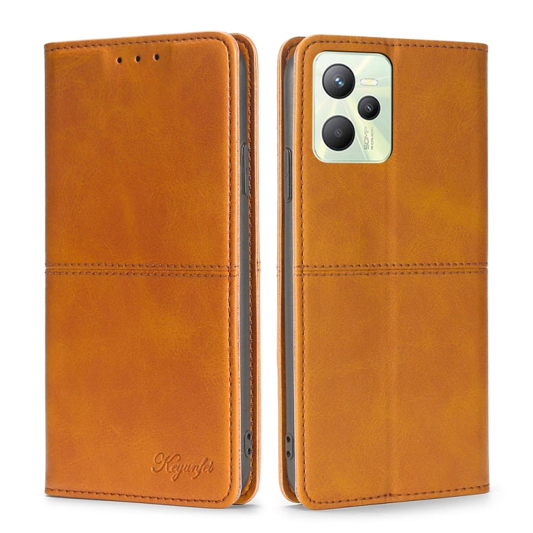For OPPO Realme C35 Cow Texture Magnetic Horizontal Flip Leather Phone Case