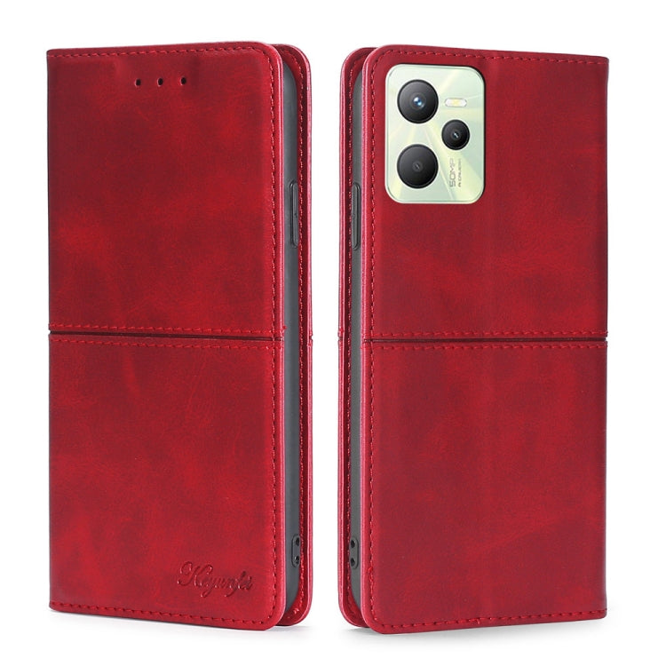 For OPPO Realme C35 Cow Texture Magnetic Horizontal Flip Leather Phone Case