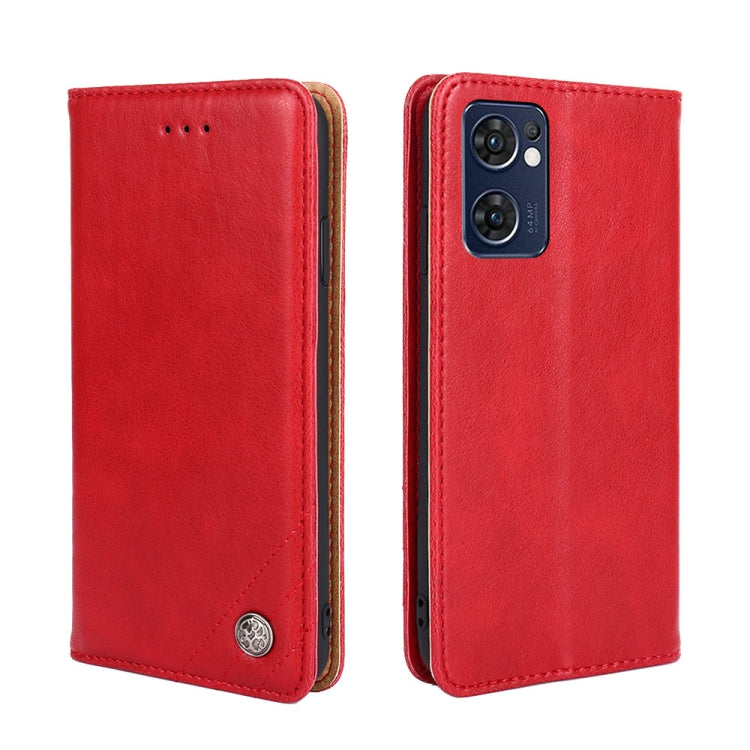 For OPPO Find X5 Lite Non-Magnetic Retro Texture Horizontal Flip Leather Phone Case