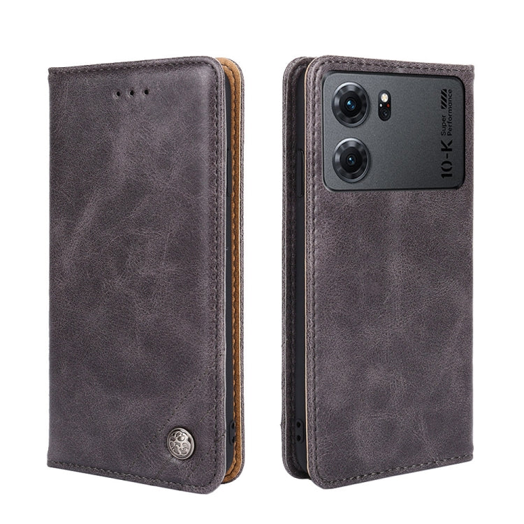 For OPPO K10 5G Non-Magnetic Retro Texture Horizontal Flip Leather Phone Case