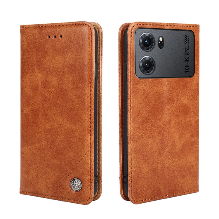 For OPPO K10 5G Non-Magnetic Retro Texture Horizontal Flip Leather Phone Case