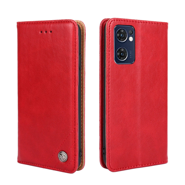 For OPPO Reno 7 5G Global/Find X5 Lite Non-Magnetic Retro Texture Horizontal Flip Leather Phone Case