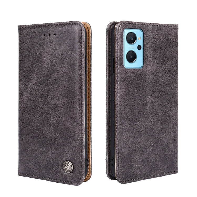 For OPPO Realme 9i/A36 4G/A96 4G/K10 4G/A76 4G Non-Magnetic Retro Texture Horizontal Flip Leather Phone Case