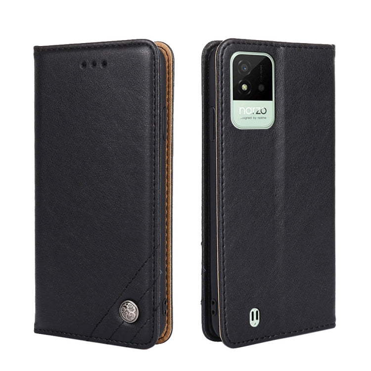 For OPPO Realme Narzo 50i Non-Magnetic Retro Texture Horizontal Flip Leather Phone Case