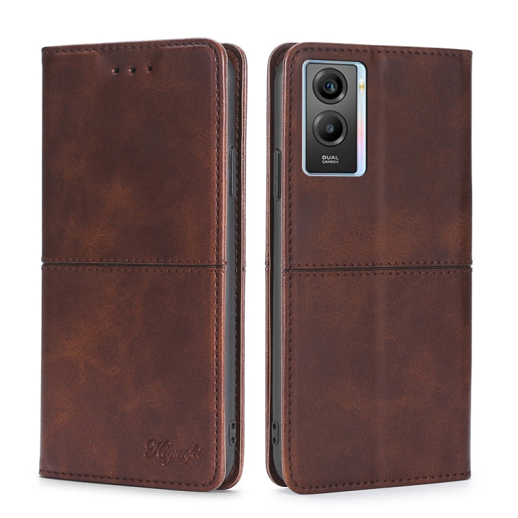 For vivo Y55S 5G Cow Texture Magnetic Horizontal Flip Leather Phone Case