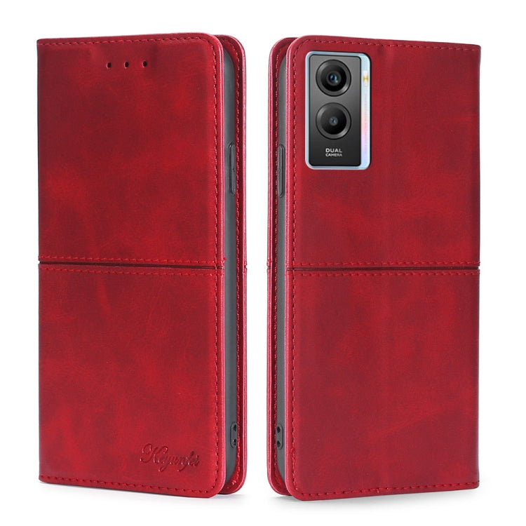 For vivo Y55S 5G Cow Texture Magnetic Horizontal Flip Leather Phone Case