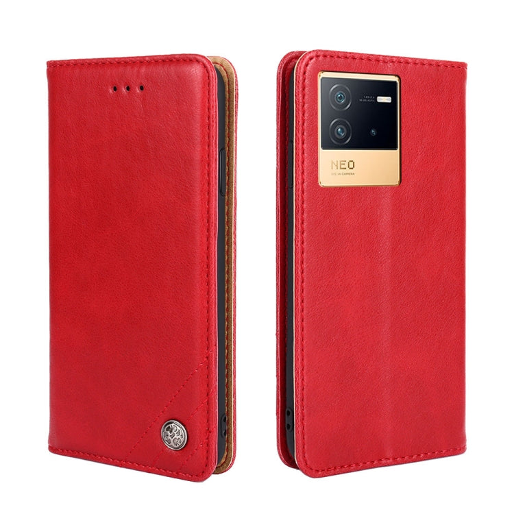 For vivo iQOO Neo6 5G Non-Magnetic Retro Texture Leather Phone Case