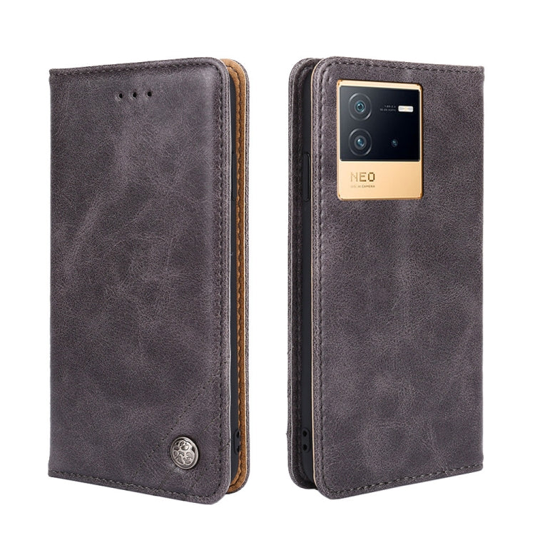 For vivo iQOO Neo6 5G Non-Magnetic Retro Texture Leather Phone Case