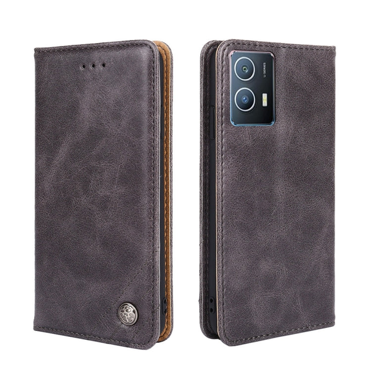 For vivo iQOO U5 5G Non-Magnetic Retro Texture Leather Phone Case