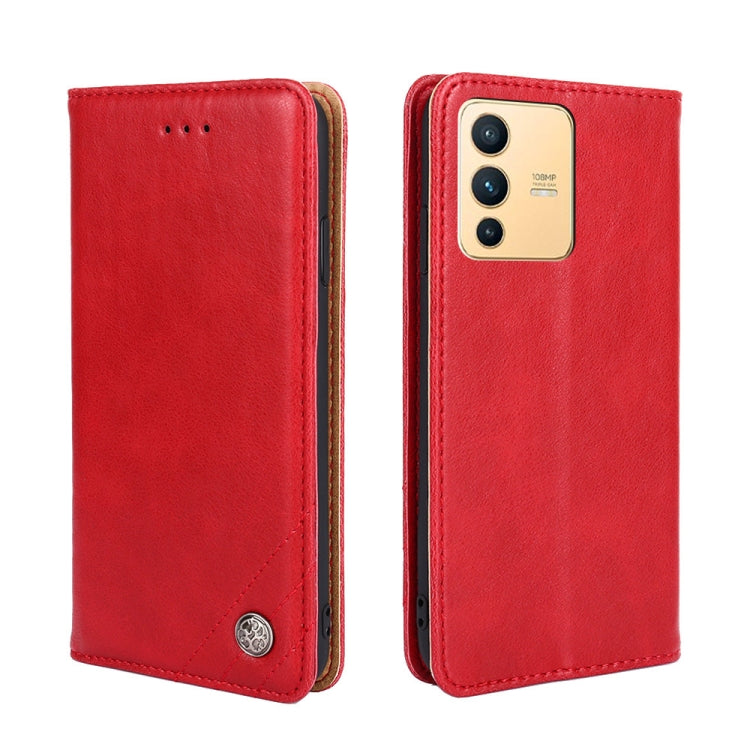 For vivo S12 5G/V23 Non-Magnetic Retro Texture Leather Phone Case