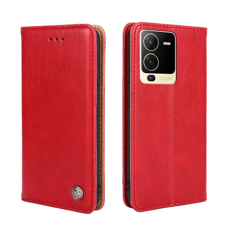 For vivo S15 5G Non-Magnetic Retro Texture Leather Phone Case