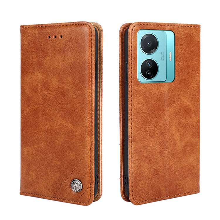 vivo S15e 5G/T1 Snapdragon 778G Non-Magnetic Retro Texture Leather Phone Case