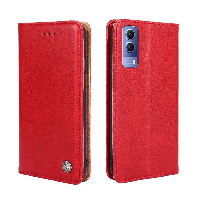 For vivo Y53s 5G/IQOO Z5X/T1X Non-Magnetic Retro Texture Leather Phone Case