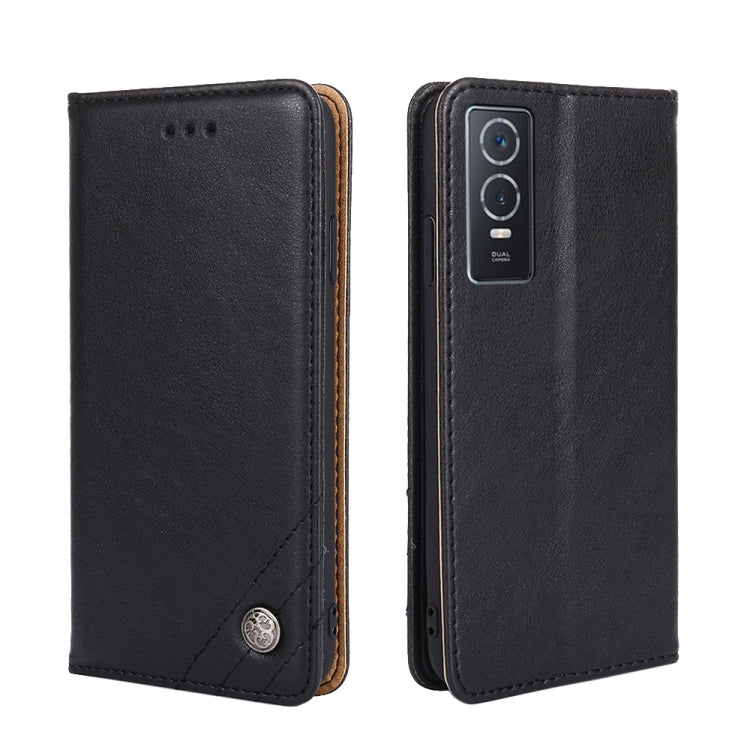 For vivo Y76s China/Y74s Non-Magnetic Retro Texture Leather Phone Case