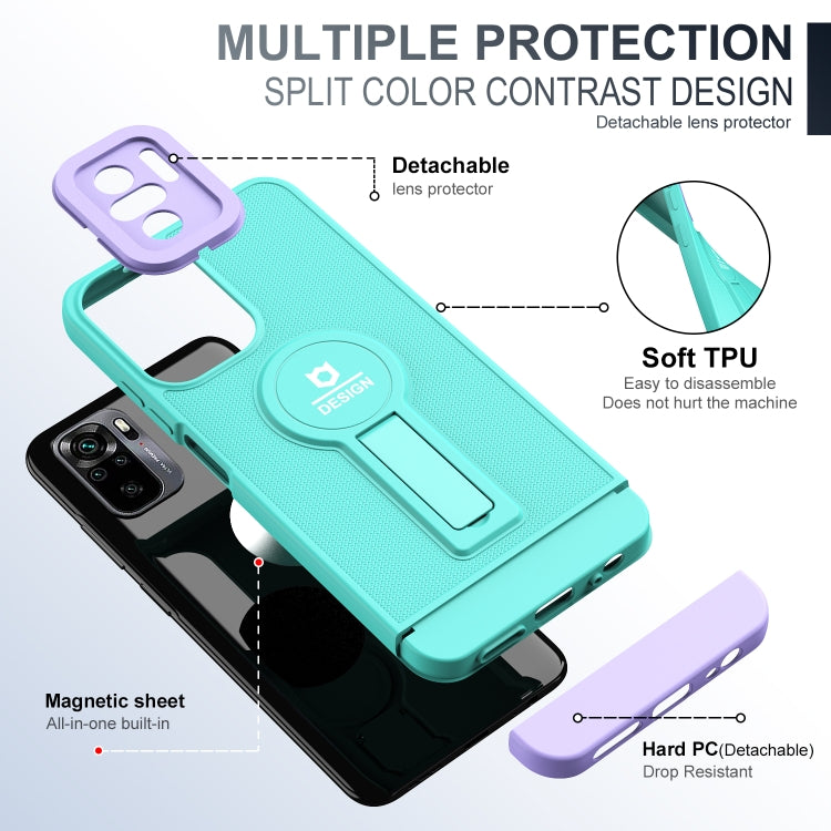 For Xiaomi Redmi Note 10 4G / Note 10S Small Tail Holder TPU+PC Phone Case