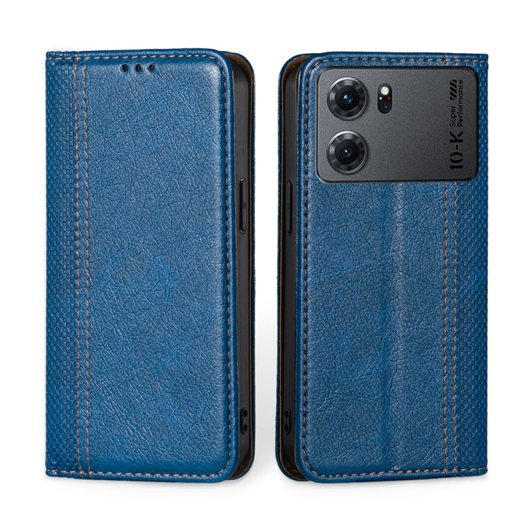 For OPPO K10 5G Grid Texture Magnetic Flip Leather Phone Case
