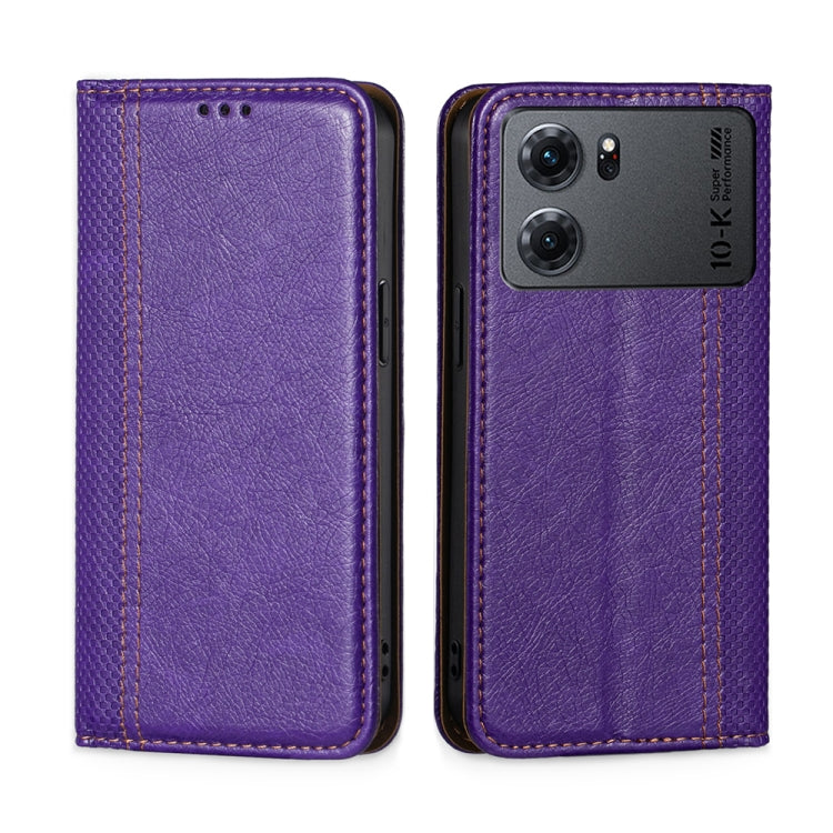 For OPPO K10 5G Grid Texture Magnetic Flip Leather Phone Case