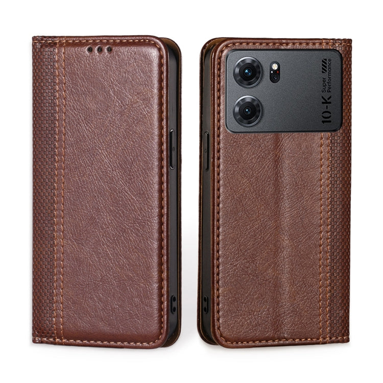 For OPPO K10 5G Grid Texture Magnetic Flip Leather Phone Case