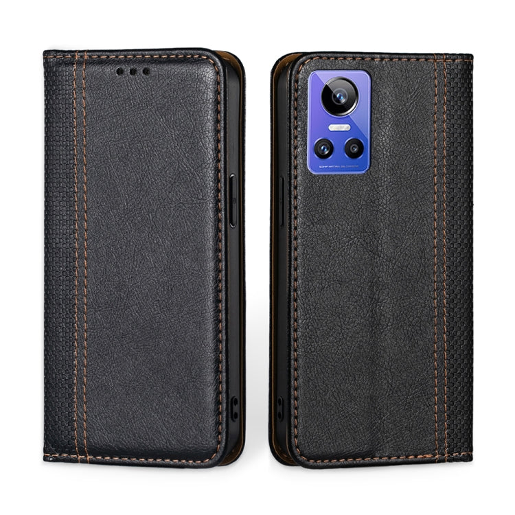 For OPPO Realme GT Neo3 Grid Texture Magnetic Flip Leather Phone Case