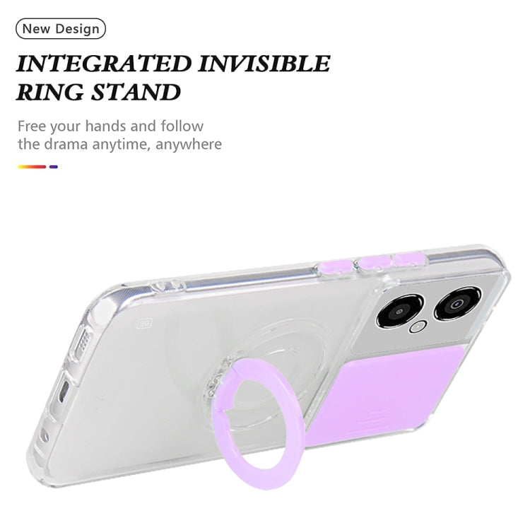 For Xiaomi Poco M4 5G Sliding Camera Cover Design TPU Protective Phone Case with Ring Holder