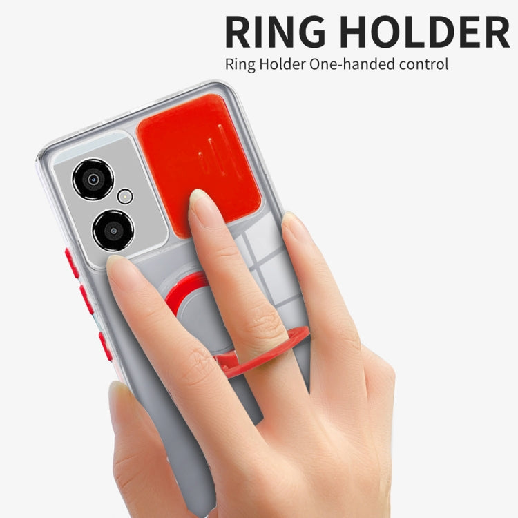 For Xiaomi Poco M4 5G Sliding Camera Cover Design TPU Protective Phone Case with Ring Holder