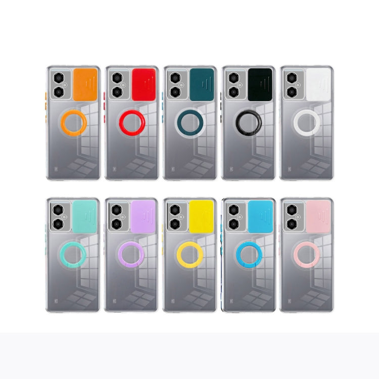 For Xiaomi Poco M4 5G Sliding Camera Cover Design TPU Protective Phone Case with Ring Holder