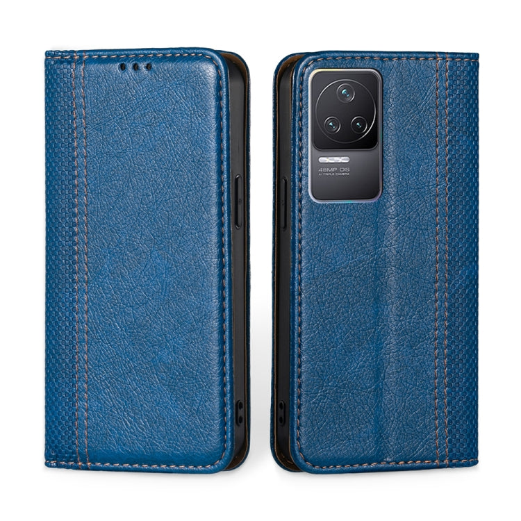 For Xiaomi Redmi K50 / K50 Pro Grid Texture Magnetic Flip Leather Phone Case