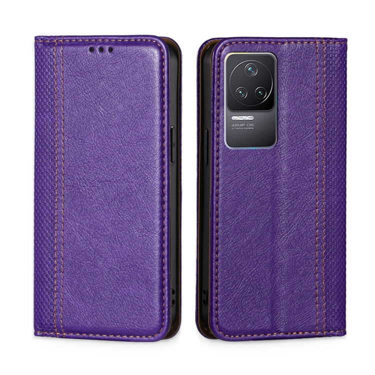 For Xiaomi Redmi K50 / K50 Pro Grid Texture Magnetic Flip Leather Phone Case