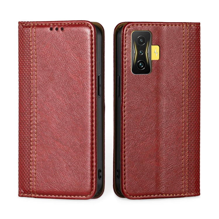 For Xiaomi Redmi K50 Gaming / Poco F4 GT Grid Texture Magnetic Flip Leather Phone Case