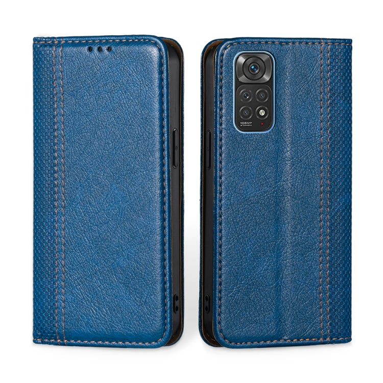 For Xiaomi Redmi Note 11 Global / Note 11S Grid Texture Magnetic Flip Leather Phone Case