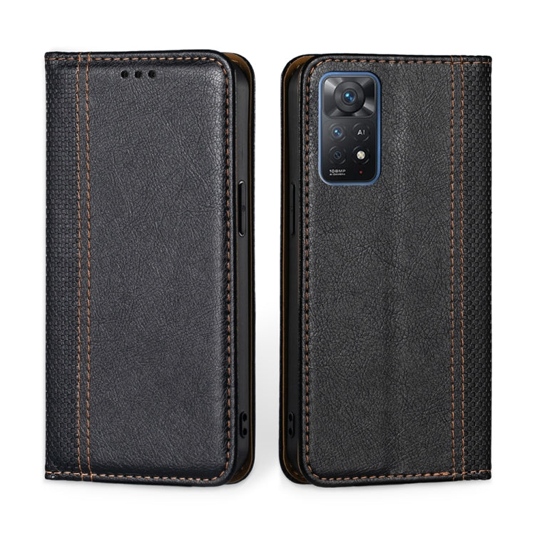 For Xiaomi Redmi Note 11 Pro 4G/5G Global Grid Texture Magnetic Flip Leather Phone Case