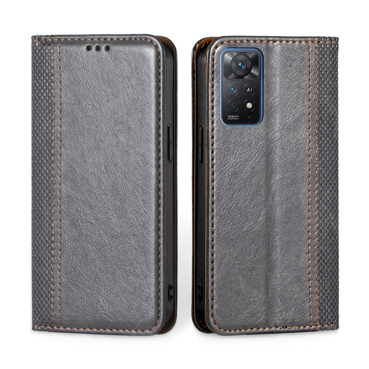 For Xiaomi Redmi Note 11 Pro 4G/5G Global Grid Texture Magnetic Flip Leather Phone Case