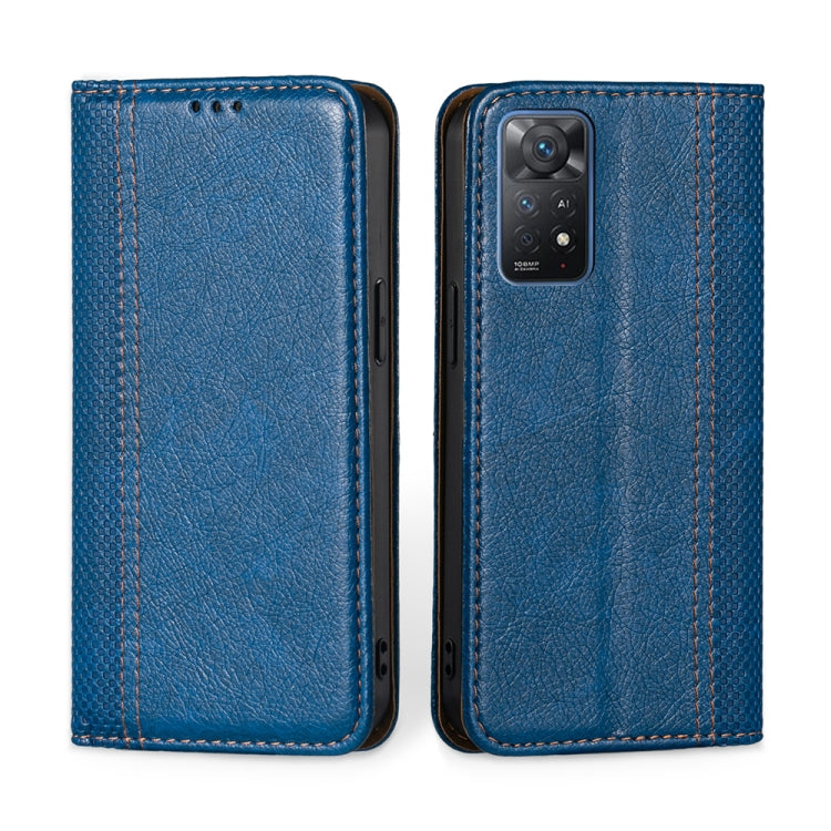 For Xiaomi Redmi Note 11 Pro 4G/5G Global Grid Texture Magnetic Flip Leather Phone Case