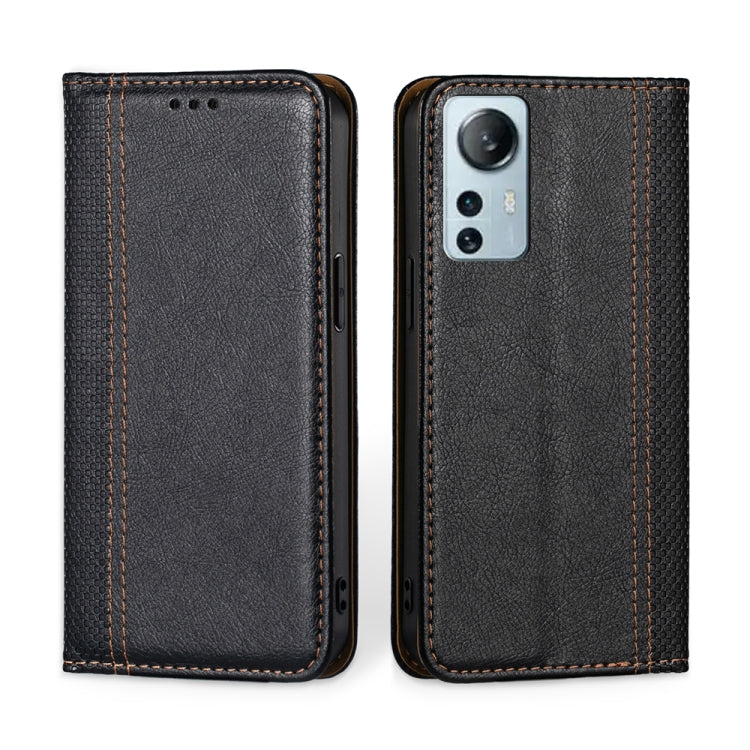 For Xiaomi 12 Lite Grid Texture Magnetic Flip Leather Phone Case