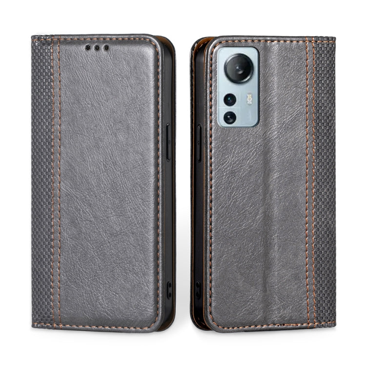 For Xiaomi 12 Lite Grid Texture Magnetic Flip Leather Phone Case