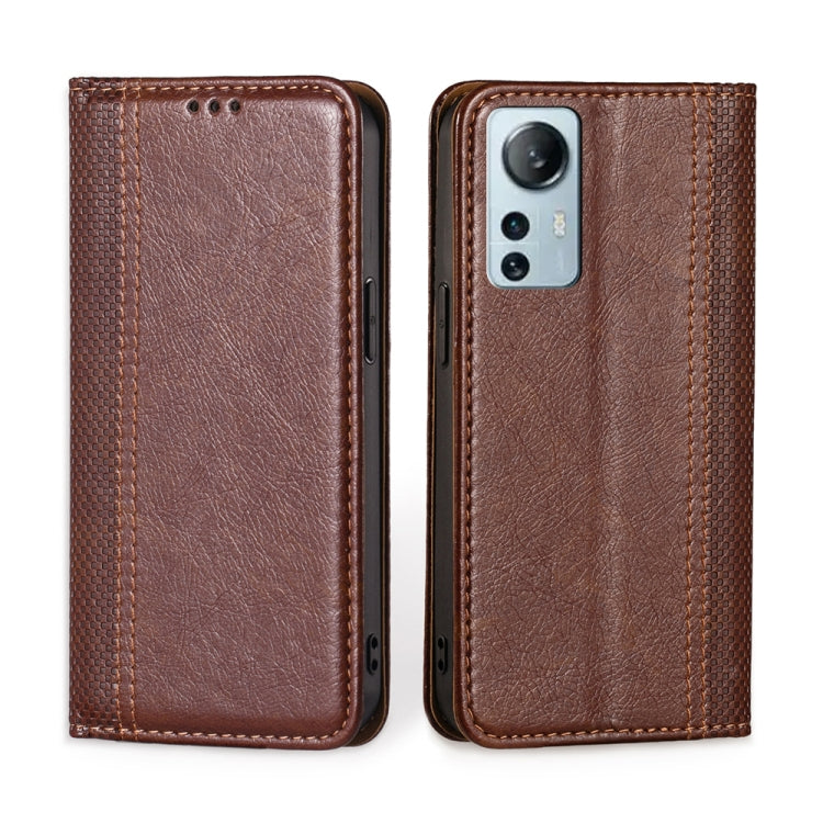 For Xiaomi 12 Lite Grid Texture Magnetic Flip Leather Phone Case