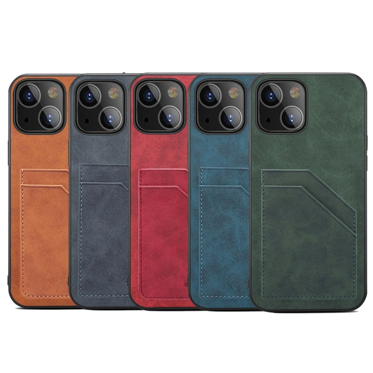 For iPhone 13 mini Card Slots Full Coverage PU+TPU Phone Case