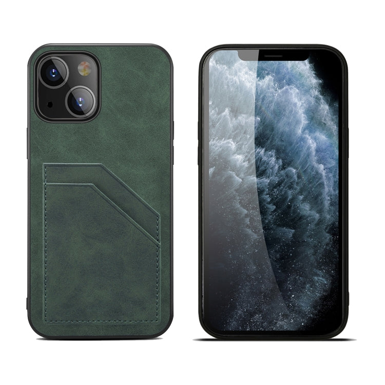 For iPhone 13 mini Card Slots Full Coverage PU+TPU Phone Case